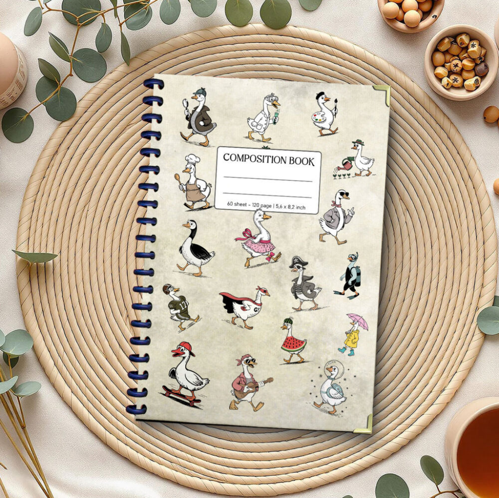 Funny Ducks in Costumes Spiral Notebook 120 Pages Cute Animal Journal 5.5 x 8.3 inches Aesthetic Lined Notebook for School Writing Sketching 1 2 NOTB0031