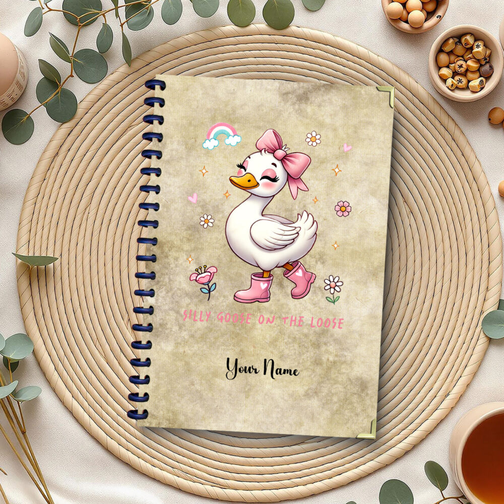 Silly Goose On The Loose Spiral Notebook – Cute Cartons Funny Animals Journal for Women, 5.5 x 8.3 in, 120 Pages for Girls and Teens 1 2 NOTB0104