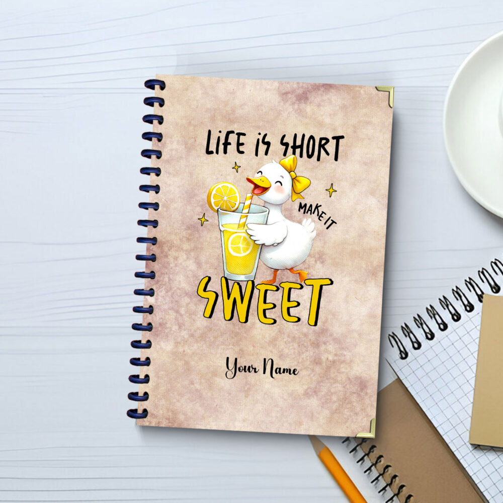 Sweet Lemon Duck Spiral Notebook Cute Yellow Duck Aesthetic Journal for Girls 120 Pages, 5.5 x 8.3 inch, Kawaii Lemonade Lover Notebook 1 2 NOTB0132