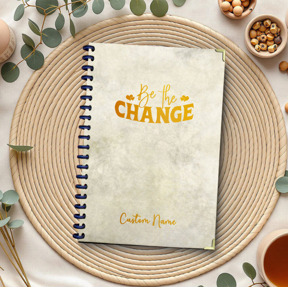 Personalize Spiral Notebook Be the Change Inspirational , Motivate Quote 120 Pages, 5.5 x 8.3 inch 1 2 PERNOTE093
