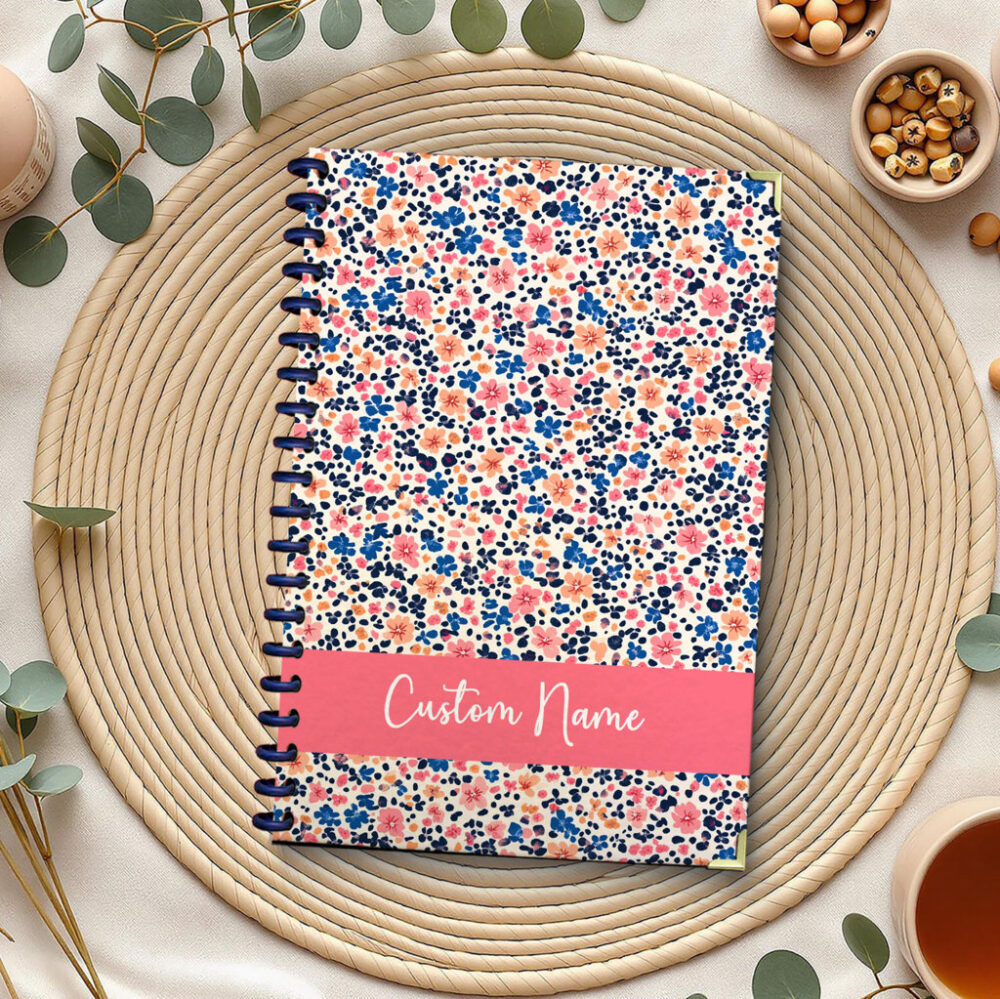 Personalize Spiral Notebook Ditsy Floral Pattern 120 Pages 5.5 x 8.3 inch 1 2 PERNOTE129