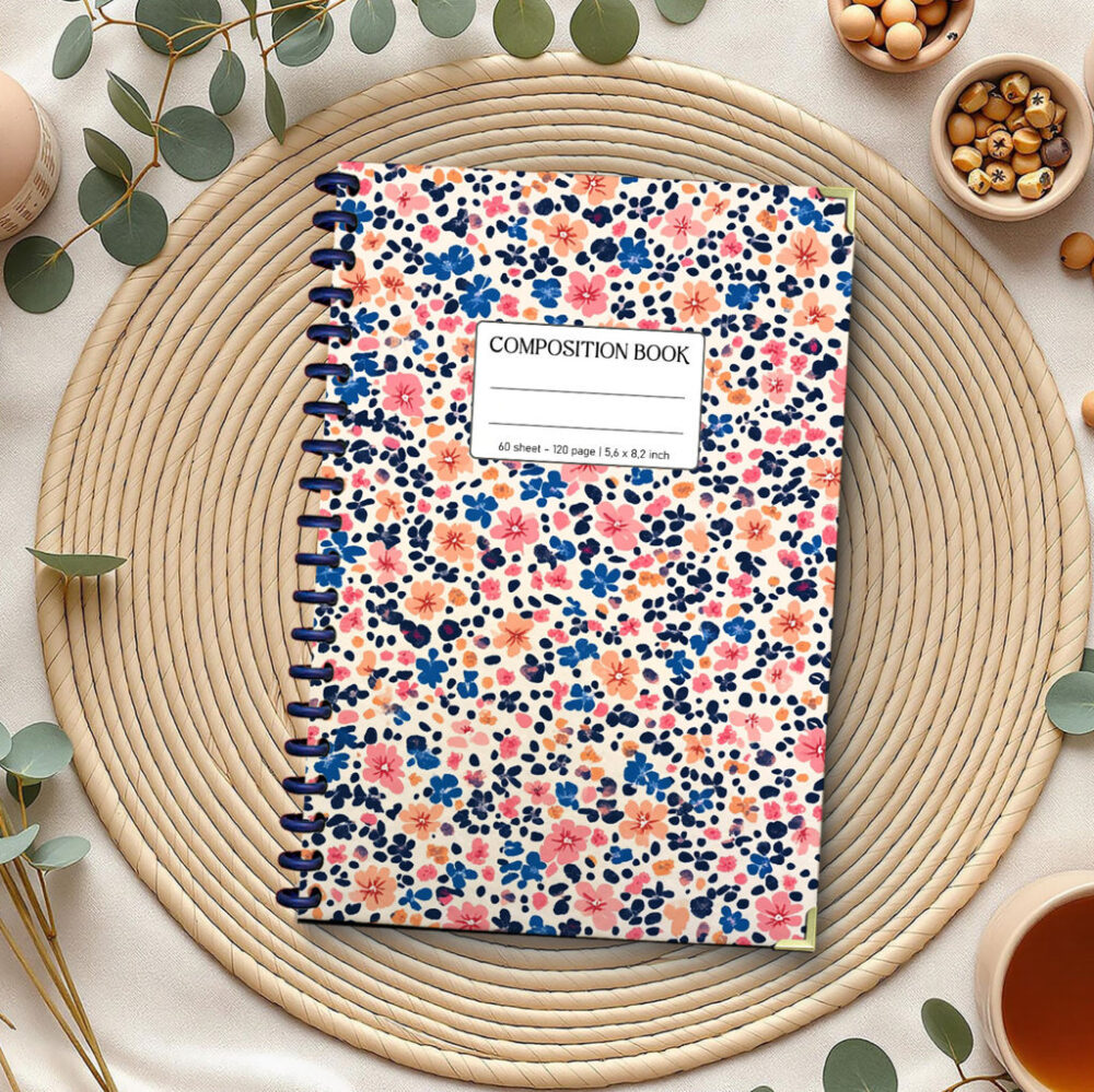 Spiral Notebook Blooming Midsummer Meadow Seamless Pattern Wildflower Field Garden Nature Journal 120 Pages, 5.5 x 8.3 inch 1 2 PERNOTE129 1