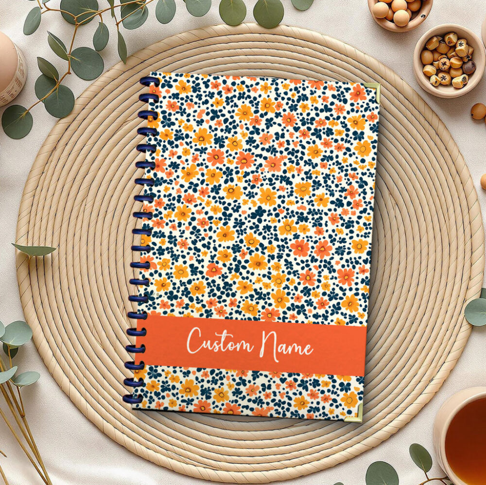 Personalize Spiral Notebook Seamless Pattern 120 Pages, 5.5 x 8.3 inch 1 2 PERNOTE130