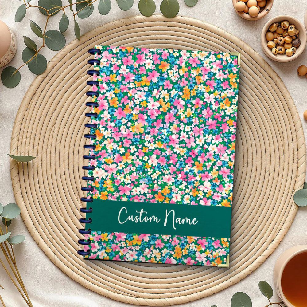Personalize Spiral Notebook Ditsy Floral Pattern 120 Pages, 5.5 x 8.3 inch 1 2 PERNOTE137