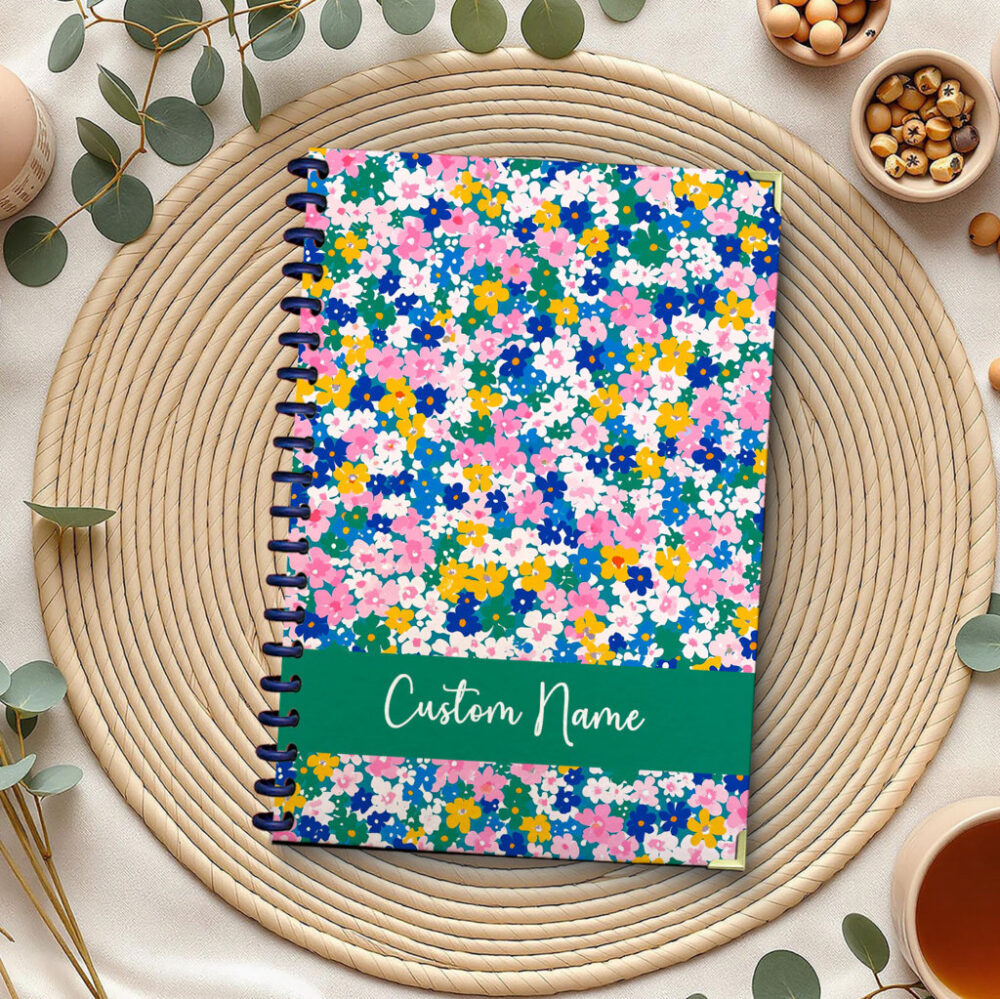 Personalize Spiral Notebook Ditsy Floral Seamless Pattern 120 Pages, 5.5 x 8.3 inch 1 2 PERNOTE138