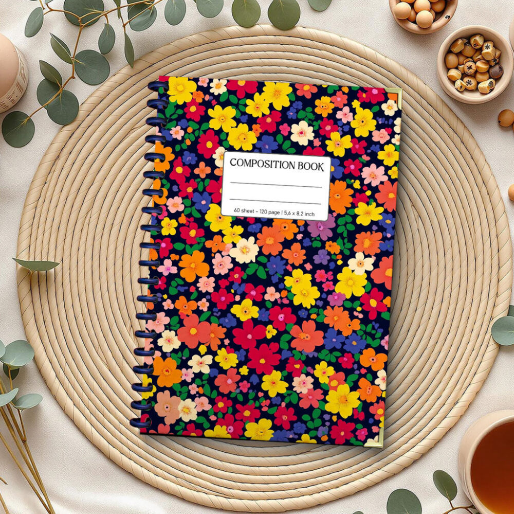 Spiral Notebook Watercolor White Yellow Floral Pattern Lemons Citrus Fruit Garden Design Journal 120 Pages, 5.5 x 8.3 inch 1 2 PERNOTE141 1