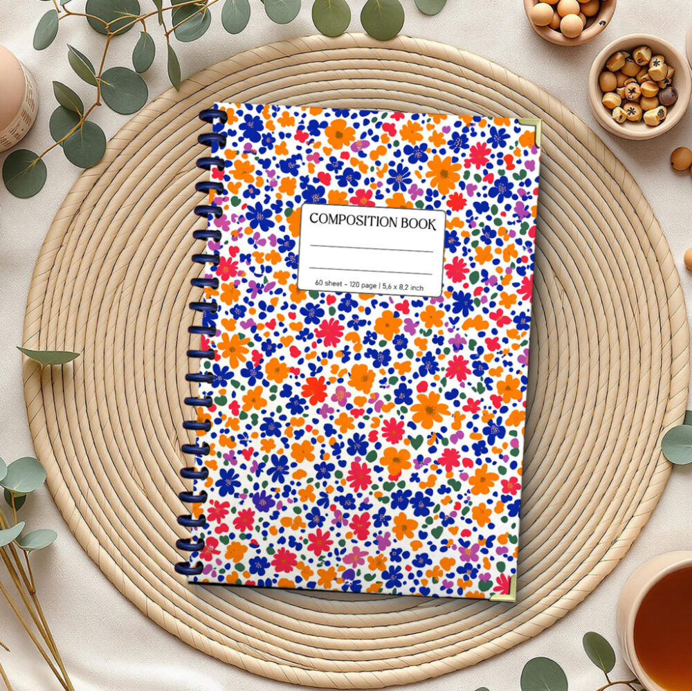 Spiral Notebook Beautiful Seamless Pattern Lemon Flower Citrus Fruit Floral Garden Design Journal 120 Pages, 5.5 x 8.3 inch 1 2 PERNOTE144 1