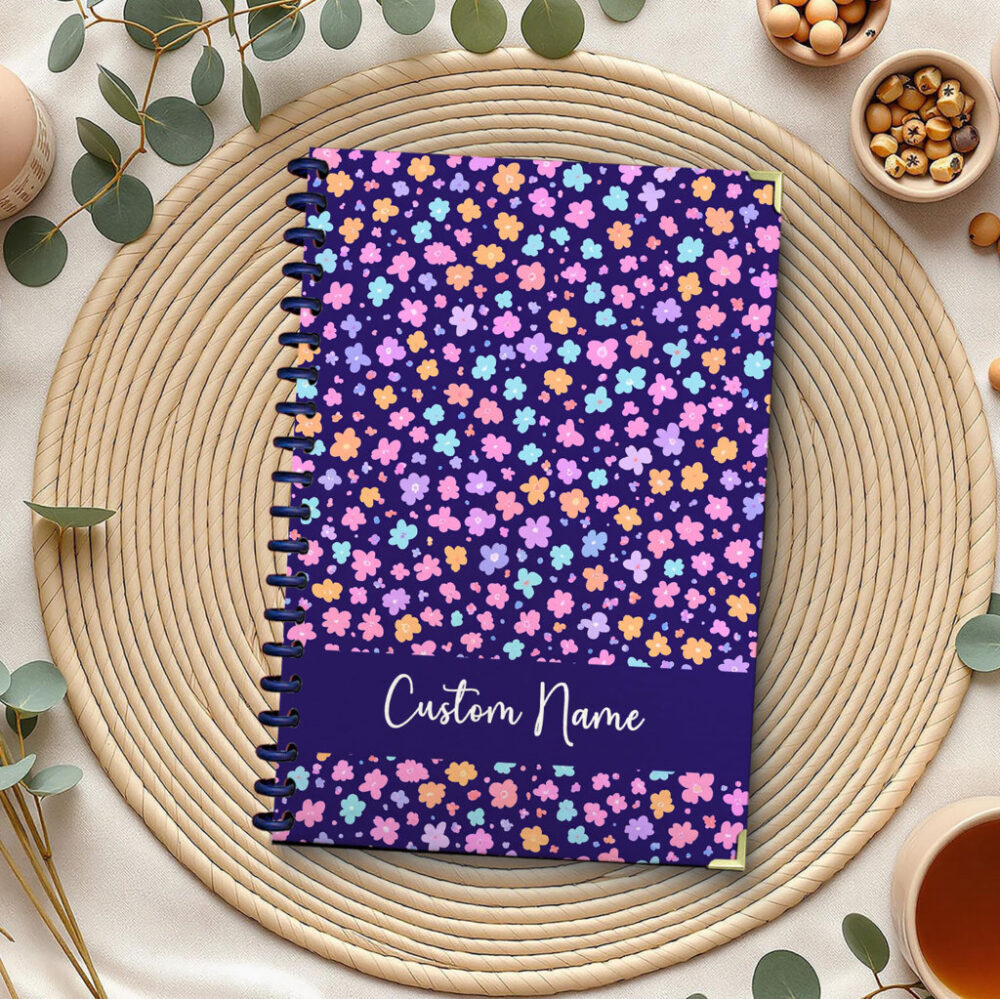 Personalize Spiral Notebook Realistic Seamless Flower Pattern 120 Pages, 5.5 x 8.3 inch 1 2 PERNOTE146