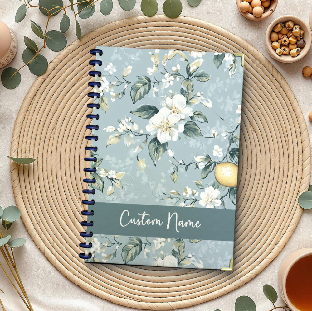 Personalize Spiral Notebook Beautiful Seamless Pattern with Lemon Flower 120 Pages, 5.5 x 8.3 inch 1 2 PERNOTE154