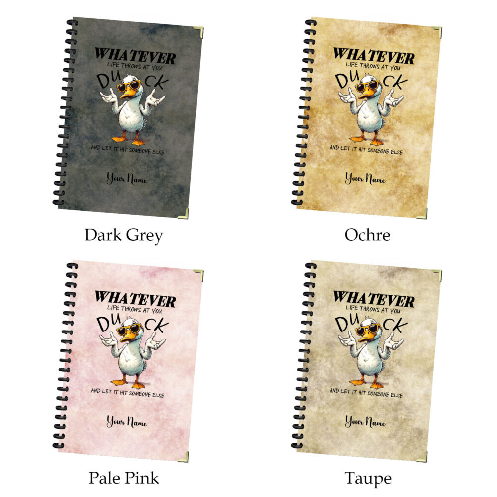 Whatever Life Throws At You Funny Duck Spiral Notebook Cool Duck Quote Journal 5.5 x 8.3 in, 120 Pages Lined Notebook 2 3 NOTB0052