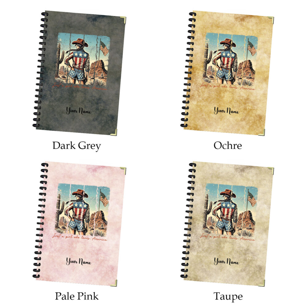 Just a Girl Who Loves America Spiral Notebook – Retro Cowgirl Patriotic Journal for Women 120 Pages, 5.5 x 8.3 inches 2 3 NOTB0069