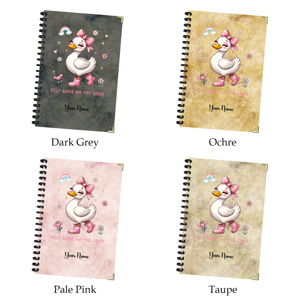 Silly Goose On The Loose Spiral Notebook – Cute Cartons Funny Animals Journal for Women, 5.5 x 8.3 in, 120 Pages for Girls and Teens 2 3 NOTB0104