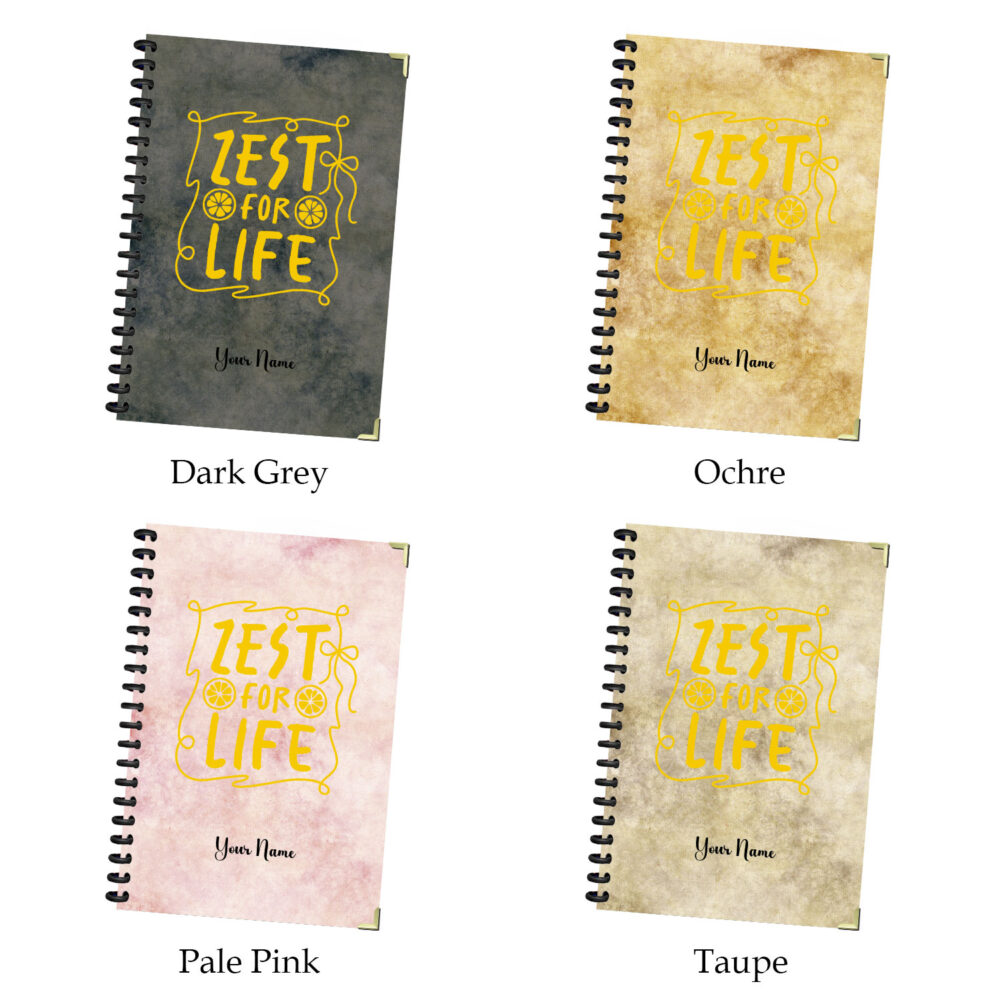 Zest for Life Spiral Notebook Bold Typography Lemon Design, Inspirational Journal with Corner Protectors – 5.5 x 8.3 in, 120 Pages 2 3 NOTB0138