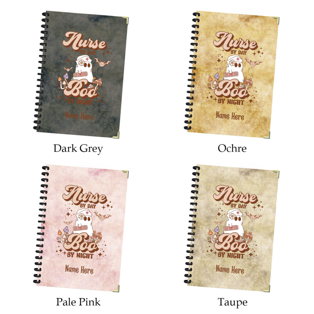 Nurse by Day Boo by Night Spiral Notebook Cute Ghost Halloween Journal, Nurse Ghost Cover Aesthetic Gift 120 Pages, 5.5 x 8.3 2 3 NOTB0171