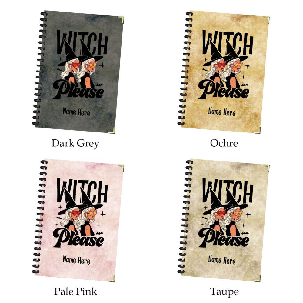 Retro Witch Aesthetic Spiral Notebook with Heart Glasses Girl Design, Cute Halloween Journal 120 Pages, 5.5 x 8.3 2 3 NOTB0173