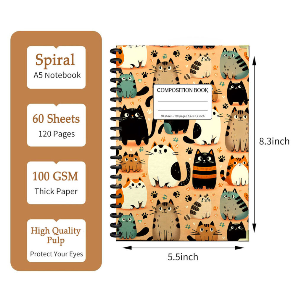 Spiral Notebook Sketch Lines Seamless Pattern Minimalist Hand Drawn Artistic Design Journal 120 Pages, 5.5 x 8.3 inch 2 3 PERNOTE119 1