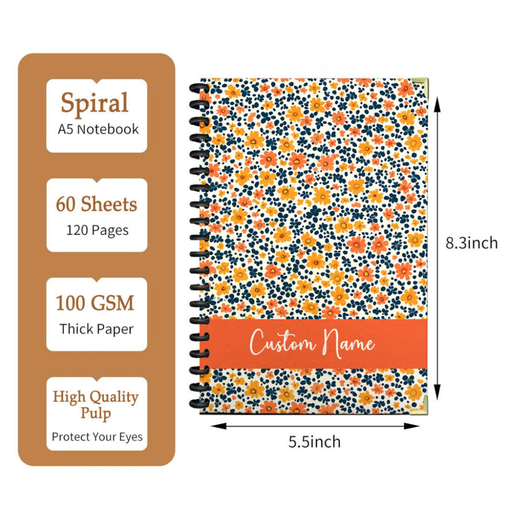 Personalize Spiral Notebook Seamless Pattern 120 Pages, 5.5 x 8.3 inch 2 3 PERNOTE130