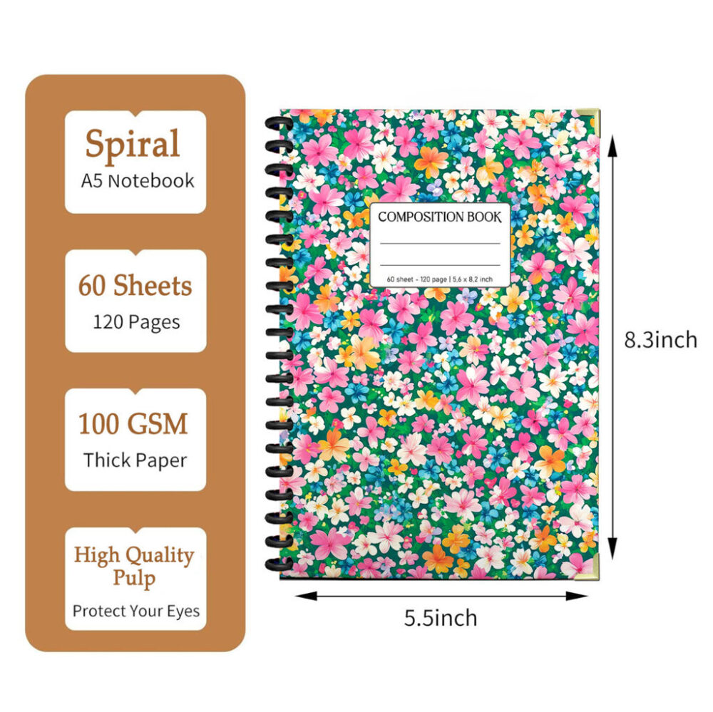 Spiral Notebook Dog Puppy Cartoon Animal Seamless Pattern Cute Pet Lover Kawaii Canine Journal 120 Pages, 5.5 x 8.3 inch 2 3 PERNOTE137 1