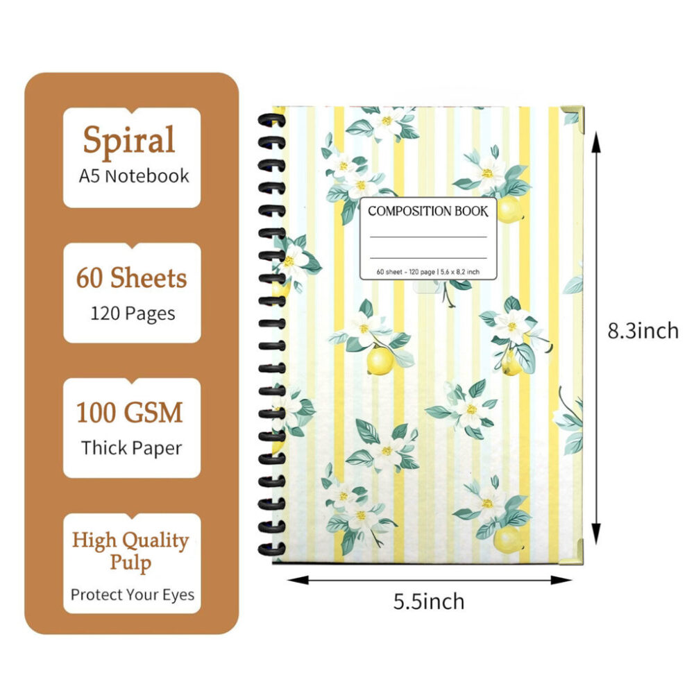 Spiral Notebook Hand Drawn Puppy Faces Seamless Pattern Cute Dog Pet Lover Kawaii Animal Journal 120 Pages, 5.5 x 8.3 inch 2 3 PERNOTE156 1
