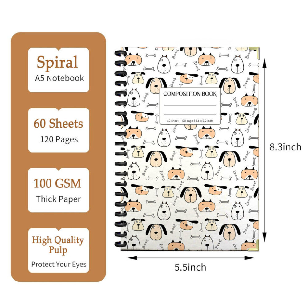 Spiral Notebook Pink Flashes Funny Emoji Seamless Pattern Fun Mood Happy Face Design Journal 120 Pages, 5.5 x 8.3 inch 2 3 PERNOTE166 1