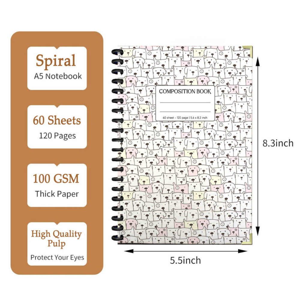 Spiral Notebook Pinky Faces Funny Emoji Seamless Pattern Cute Happy Mood Fun Character Journal 120 Pages, 5.5 x 8.3 inch 2 3 PERNOTE167 1