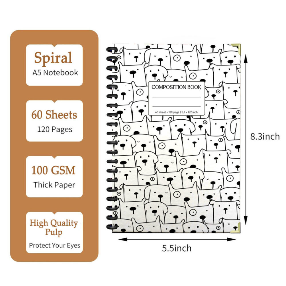 Spiral Notebook Hand Drawn Dots Soft Peach Background Minimalist Polka Pattern Design Journal 120 Pages, 5.5 x 8.3 inch 2 3 PERNOTE171 1