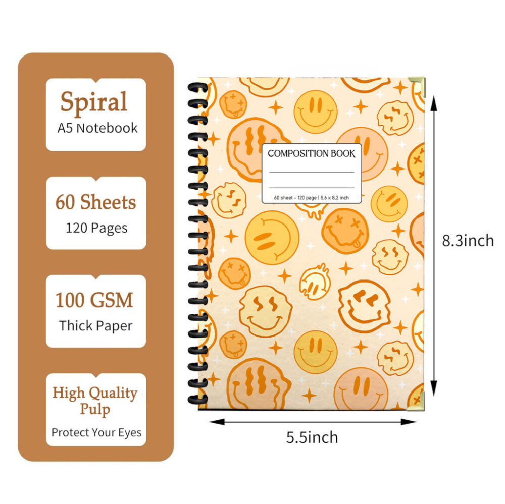 Spiral Notebook Minimalist Light Grey Heart Pattern Love Romance Geometric Simple Design Journal 120 Pages, 5.5 x 8.3 inch 2 3 PERNOTE174 1