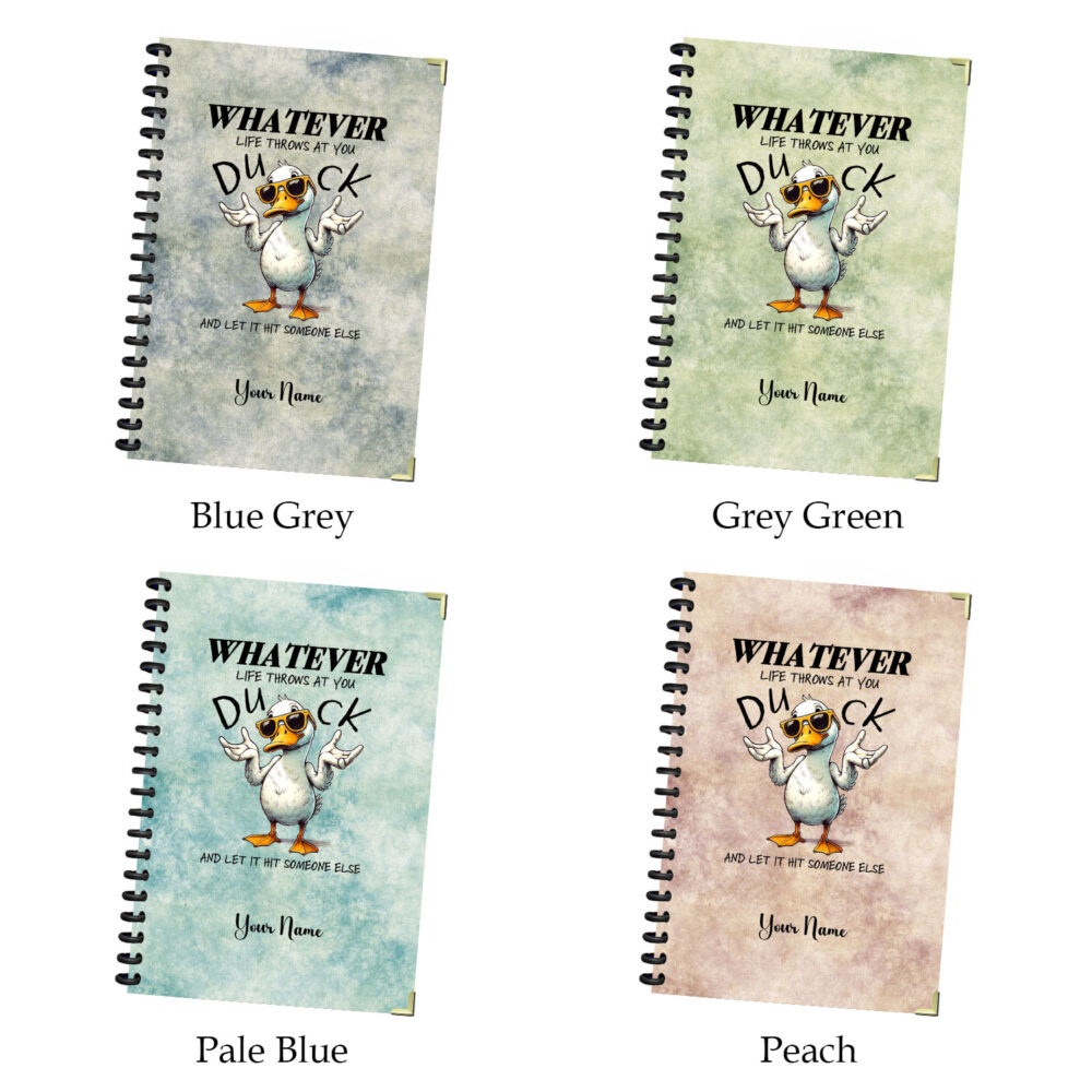 Whatever Life Throws At You Funny Duck Spiral Notebook Cool Duck Quote Journal 5.5 x 8.3 in, 120 Pages Lined Notebook 3 4 NOTB0052