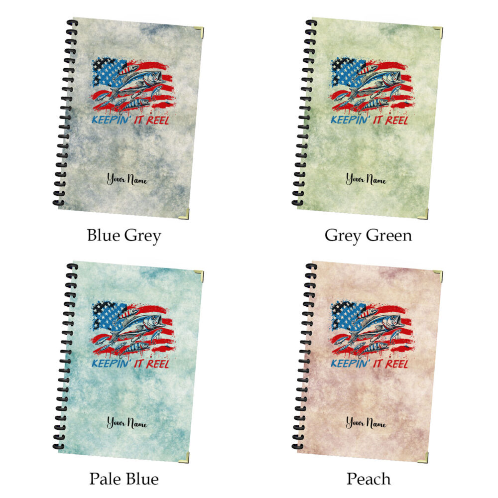 Keepin’ It Reel Spiral Notebook – Funny Fishing American Flag Journal, 120 Pages, 5.5 x 8.3 Inch Lined Notebook for Fishermen & Patriotic 3 4 NOTB0060