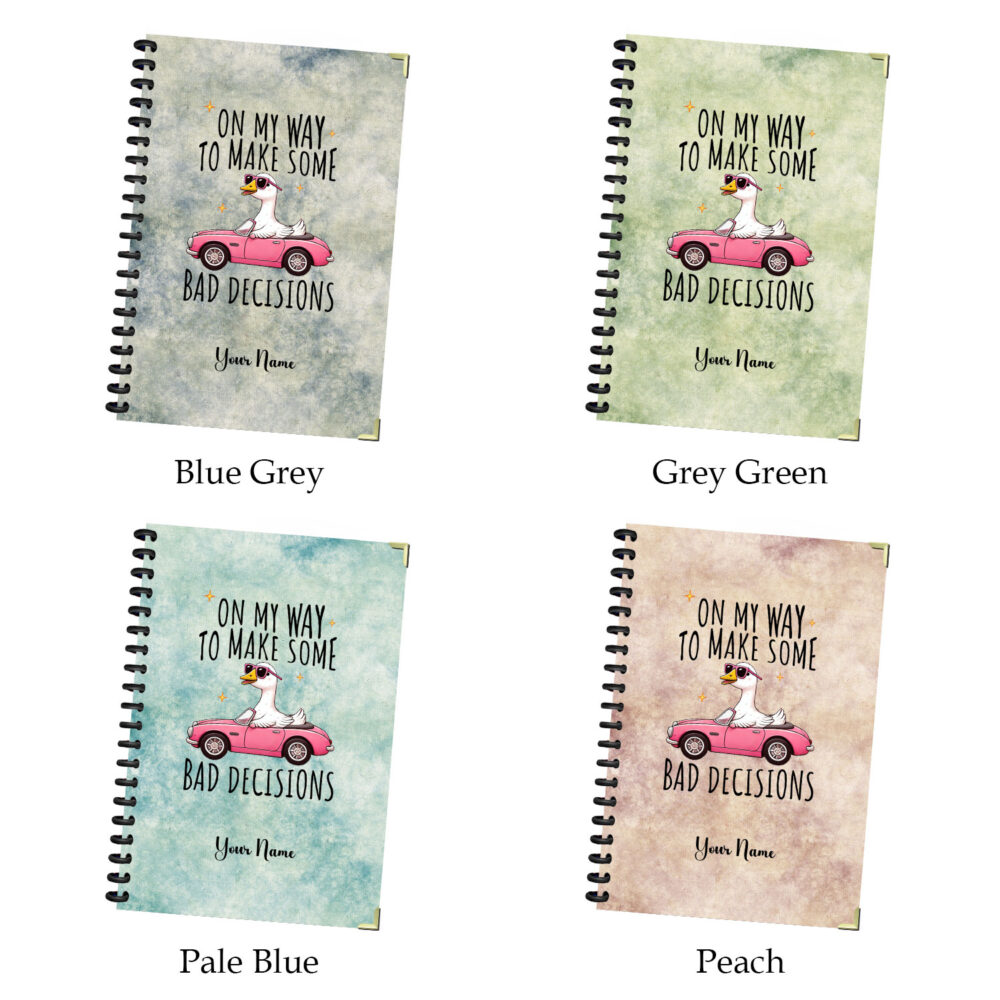 Funny Goose in Pink Car Spiral Notebook Aesthetic Cute Animal Journal, 120 Pages, 5.5 x 8.3" Whimsical Travel Vibe Notebook for Girls Teens 3 4 NOTB0097