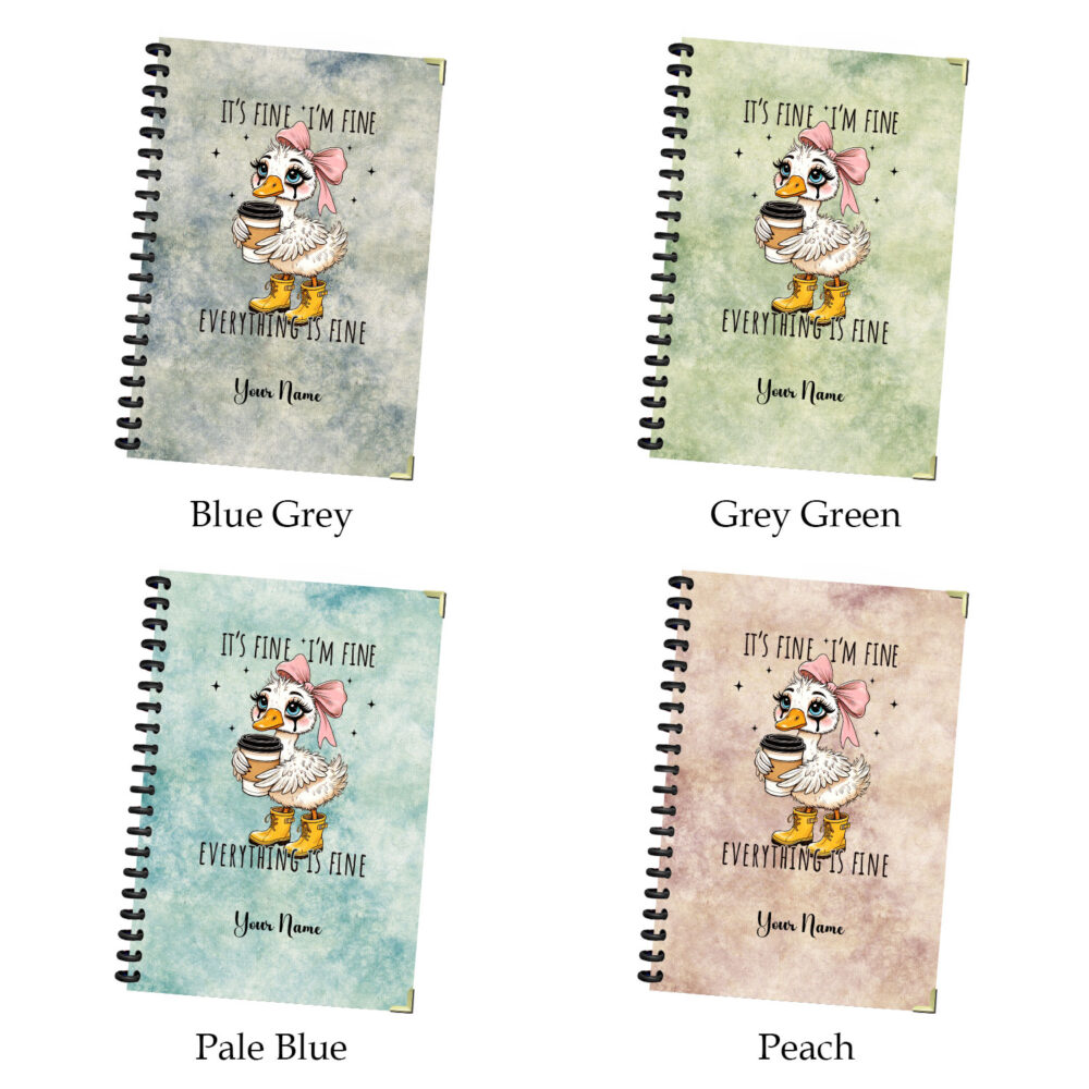 It’s Fine I’m Fine Funny Goose Spiral Notebook – Cute Coffee Duck Journal – 120 Pages, 5.5 x 8.3 inches Notes Writing for Girls & Teens 3 4 NOTB0100