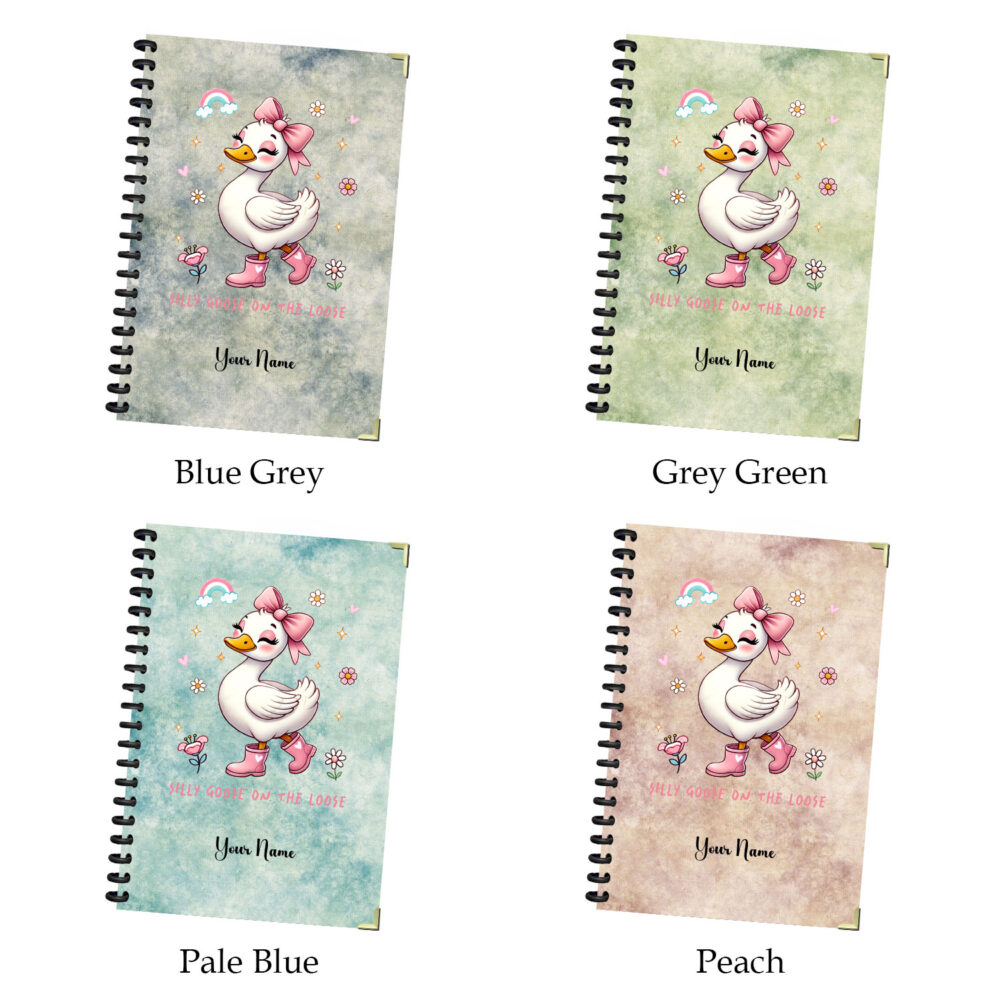 Silly Goose On The Loose Spiral Notebook – Cute Cartons Funny Animals Journal for Women, 5.5 x 8.3 in, 120 Pages for Girls and Teens 3 4 NOTB0104