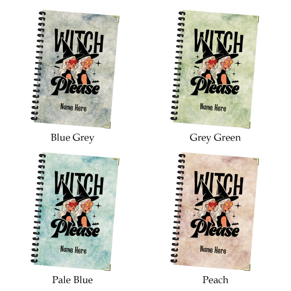 Retro Witch Aesthetic Spiral Notebook with Heart Glasses Girl Design, Cute Halloween Journal 120 Pages, 5.5 x 8.3 3 4 NOTB0173