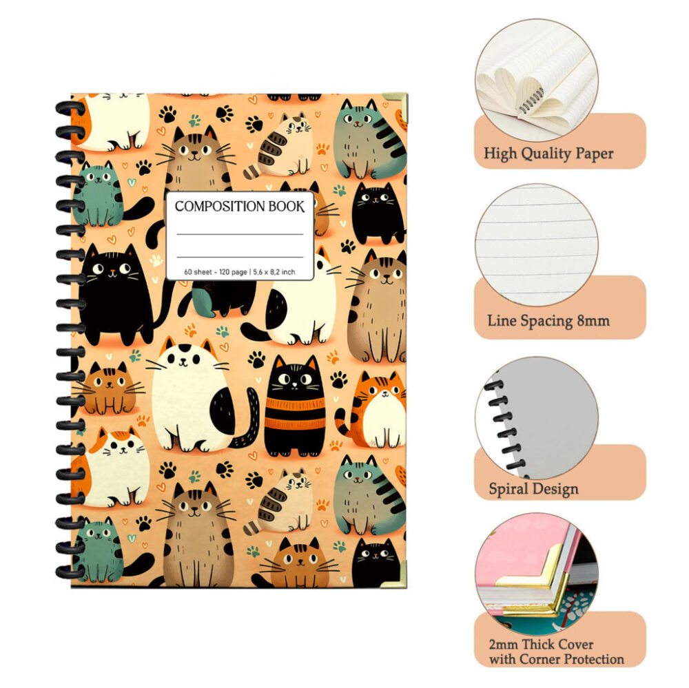 Spiral Notebook Sketch Lines Seamless Pattern Minimalist Hand Drawn Artistic Design Journal 120 Pages, 5.5 x 8.3 inch 3 4 PERNOTE119 1