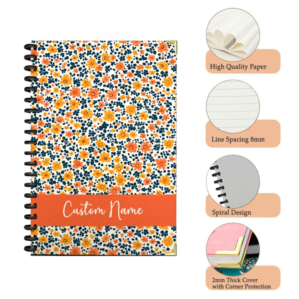 Personalize Spiral Notebook Seamless Pattern 120 Pages, 5.5 x 8.3 inch 3 4 PERNOTE130