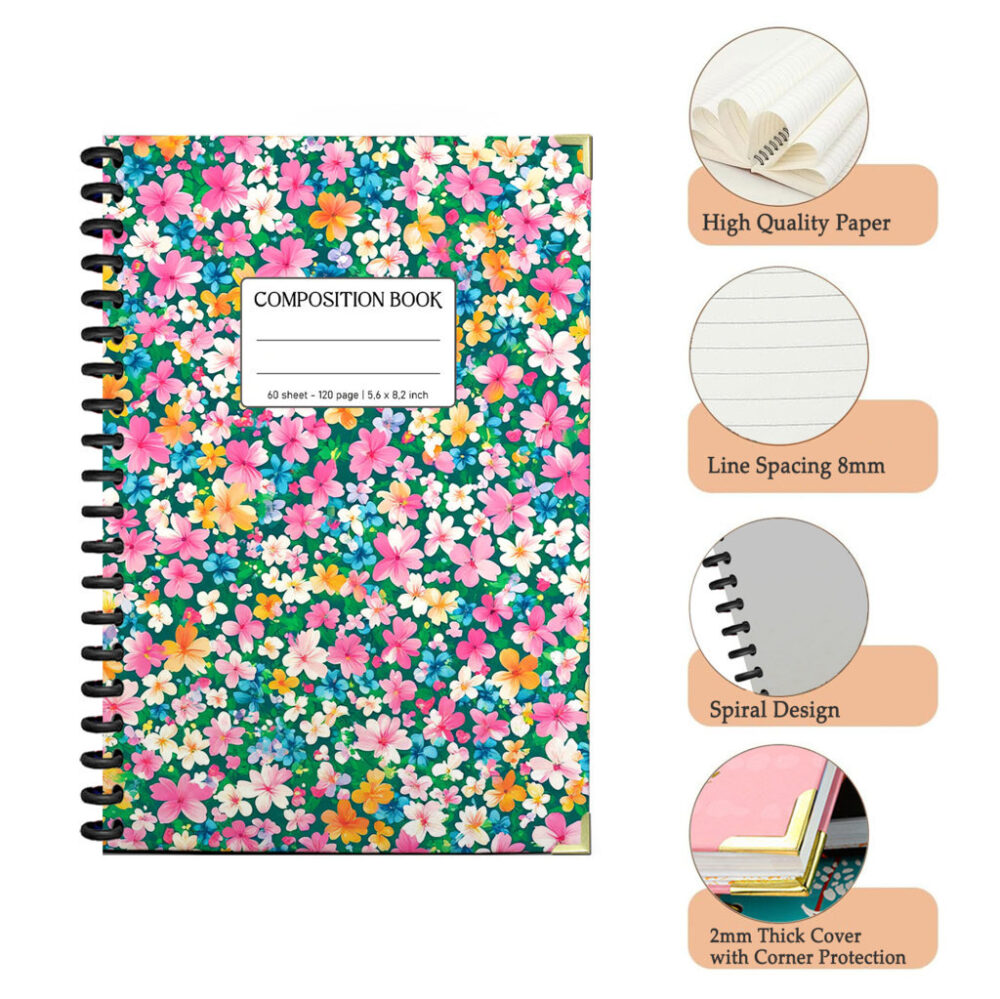 Spiral Notebook Dog Puppy Cartoon Animal Seamless Pattern Cute Pet Lover Kawaii Canine Journal 120 Pages, 5.5 x 8.3 inch 3 4 PERNOTE137 1