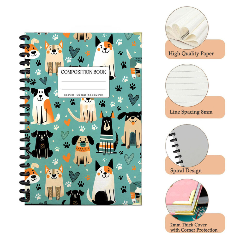 Spiral Notebook White Daisies Seamless Pattern Pure Floral Garden Wildflower Nature Botanical Journal 120 Pages, 5.5 x 8.3 inch 3 4 PERNOTE149 1