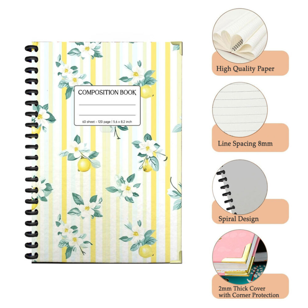 Spiral Notebook Hand Drawn Puppy Faces Seamless Pattern Cute Dog Pet Lover Kawaii Animal Journal 120 Pages, 5.5 x 8.3 inch 3 4 PERNOTE156 1