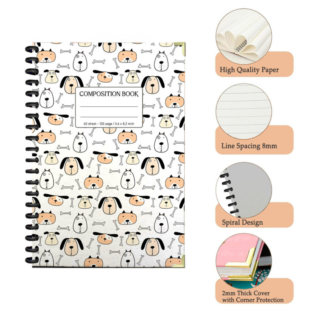 Spiral Notebook Pink Flashes Funny Emoji Seamless Pattern Fun Mood Happy Face Design Journal 120 Pages, 5.5 x 8.3 inch 3 4 PERNOTE166 1