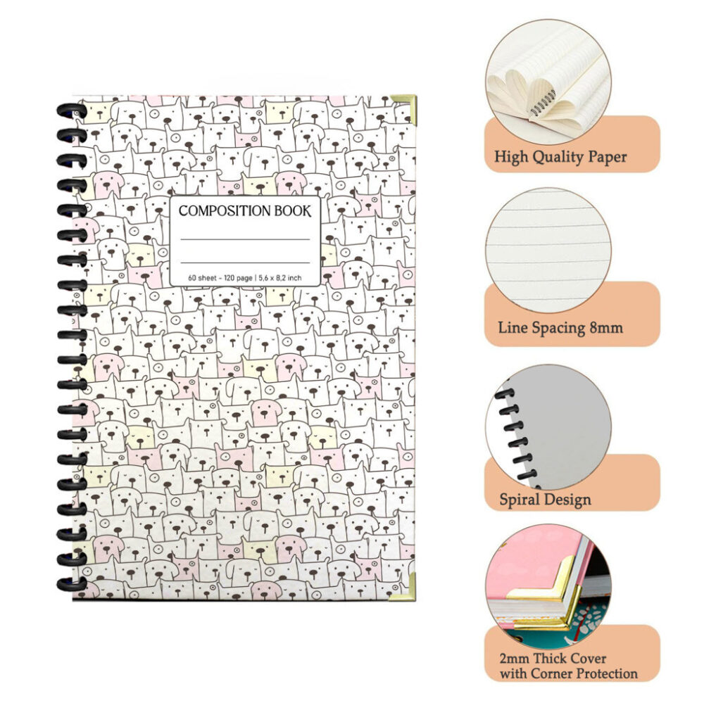 Spiral Notebook Pinky Faces Funny Emoji Seamless Pattern Cute Happy Mood Fun Character Journal 120 Pages, 5.5 x 8.3 inch 3 4 PERNOTE167 1