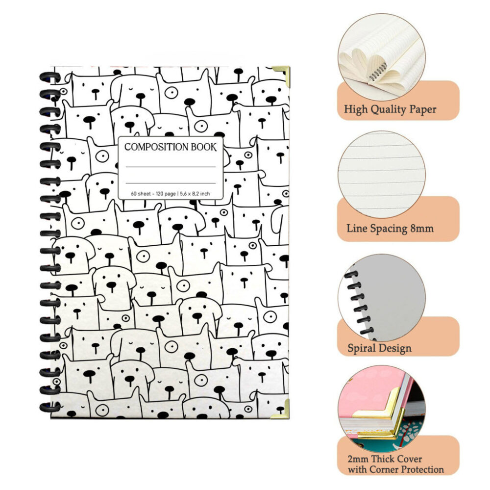 Spiral Notebook Hand Drawn Dots Soft Peach Background Minimalist Polka Pattern Design Journal 120 Pages, 5.5 x 8.3 inch 3 4 PERNOTE171 1