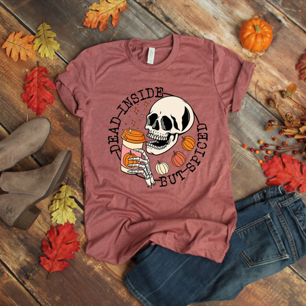 Dead Inside But Spiced Shirt,Fall shirt,Dead inside halloween shirt,Womens skeleton halloween shirt,Funny halloween shirt, Pumpkin Shirt 2 1302594511 2