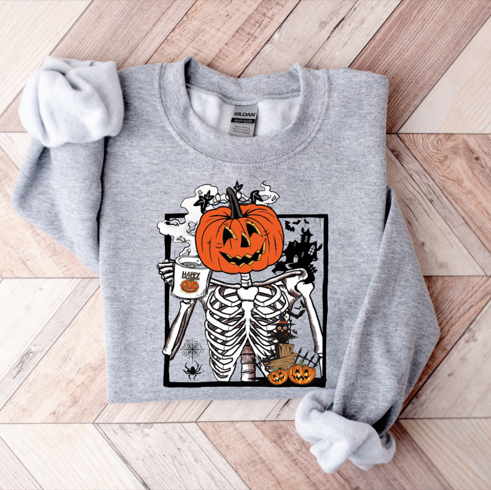 Pumpkin Skeleton Drinking Coffee Shirt, Funny Halloween T shirt, Skeleton Coffee Lover Shirts, Enjoy Pumpkin Sweatshirt, Coffee Lover Tees 1 1523000739 1